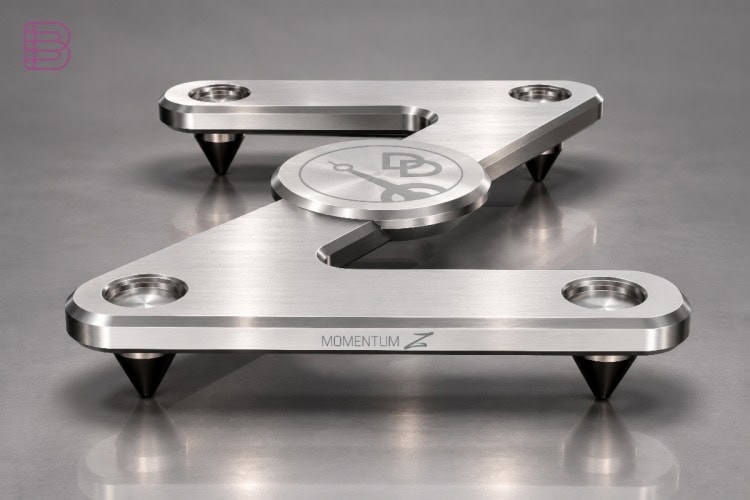 The silver-finish Momentum Z Amplifier Stands, shown on their own