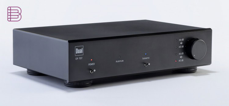 Dual CP 707 phono preamplifier in a three-quarter view