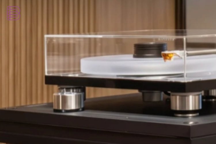 Essenza Isola turntable isolation platform, close-up view
