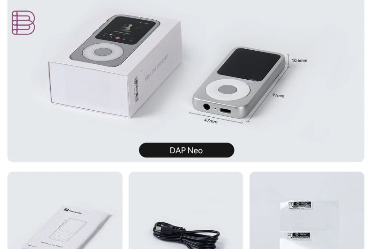 Fosi Audio DAP Neo unboxing with cable, manual and screen protectors