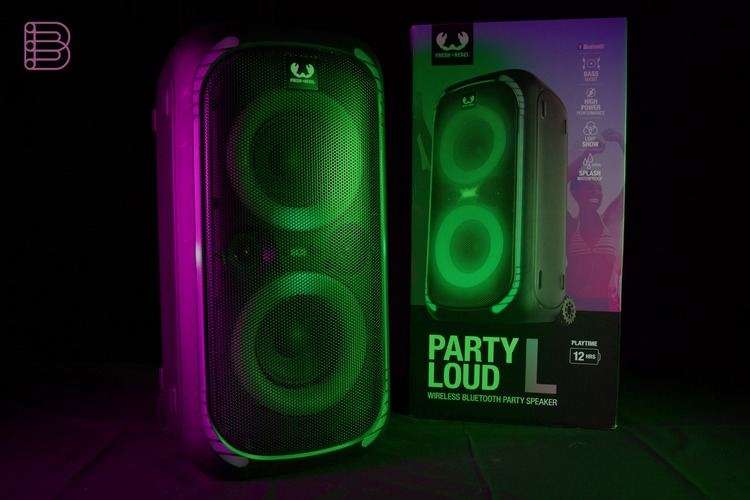 Fresh 'n Rebel Party Loud L speaker next to its retail packaging