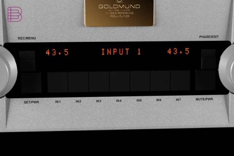 Goldmund Mimesis Reference preamplifier, front panel detail