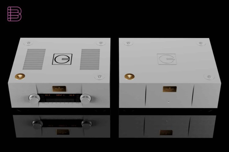 Goldmund Mimesis Reference preamplifier and power supply, front view