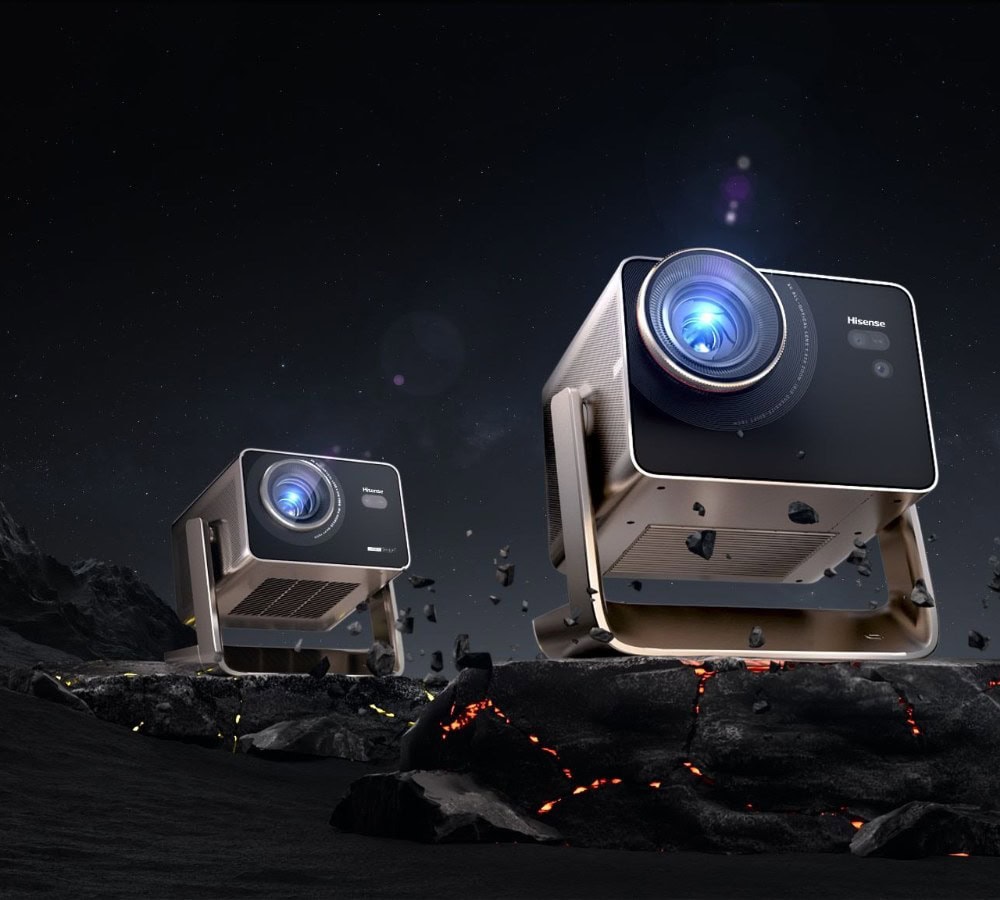 Hisense C3 Projector Family: the C3 Pro in the foreground next to the larger C3 Ultra Max