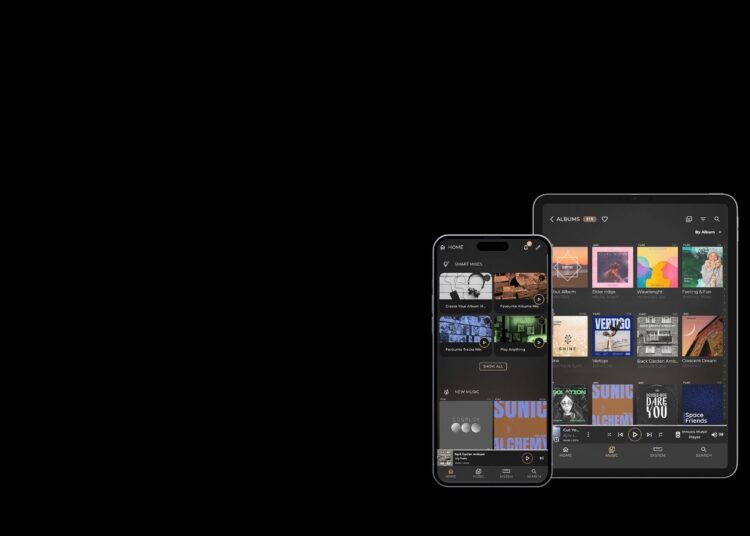 Innuos Sense app shown on phone and tablet