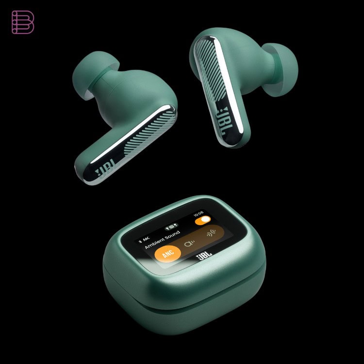 JBL Live Beam 4 earbuds and Smart Charging Case in green