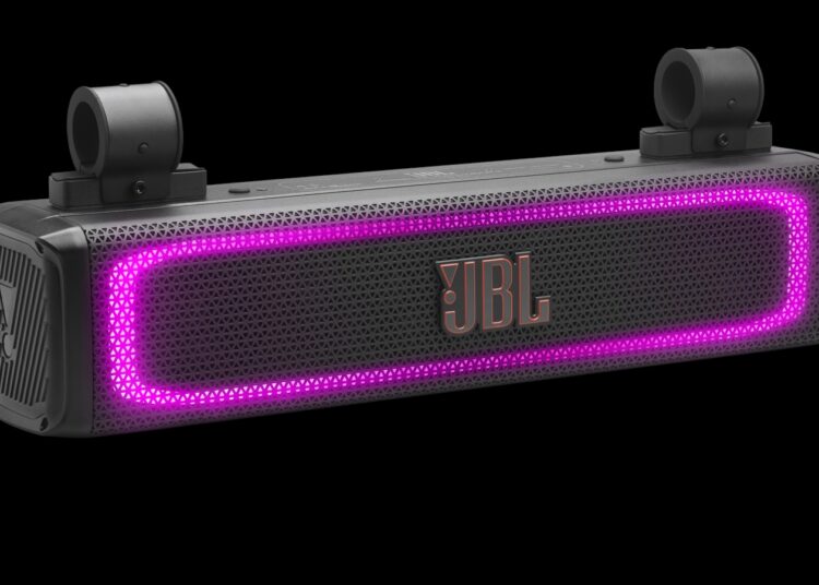 JBL RALLYBAR 2 soundbar with LED lighting, shown at SEMA Show 2026