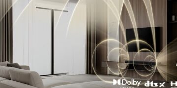 LG Sound Suite H7 soundbar system with Dolby Atmos and DTS:X in a living room