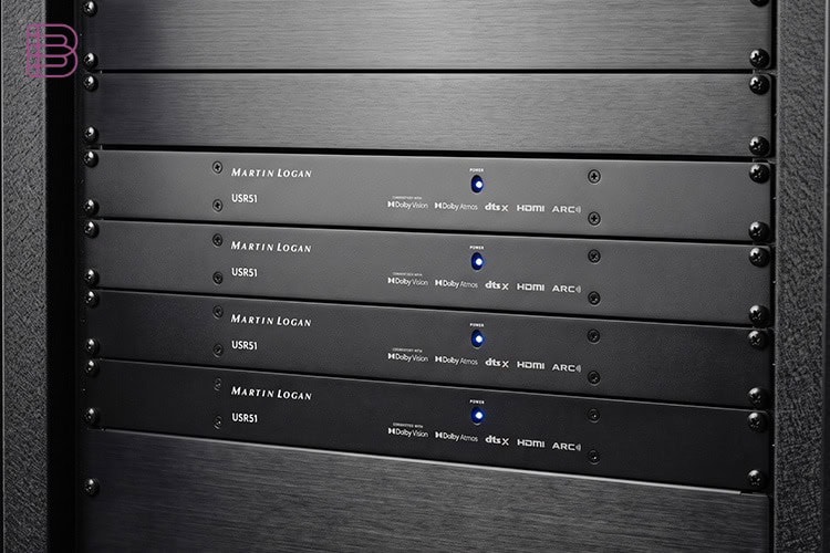 MartinLogan USR51 network AV receivers mounted in an equipment rack