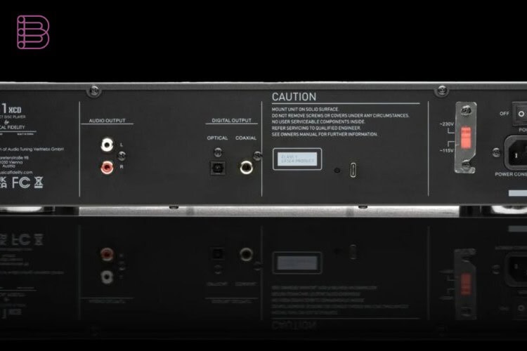 Musical Fidelity B1xcd rear panel with analogue and digital outputs