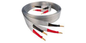 Nordost Norse Tyr 2 flat speaker cable with both banana connectors visible