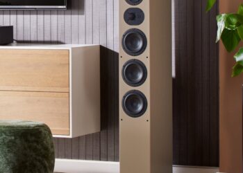 Nubert nuLine 284 floorstanding speaker in the new Cappuccino finish