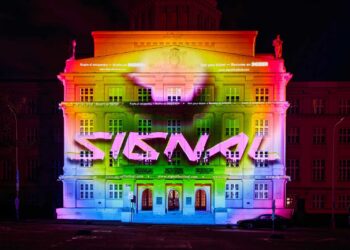 Panasonic PT-RQ45 projectors light up a facade at Signal Festival 2026 in Prague