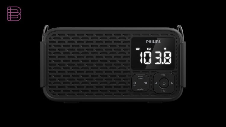 Philips TAR3500 emergency radio front view with display and SOS button