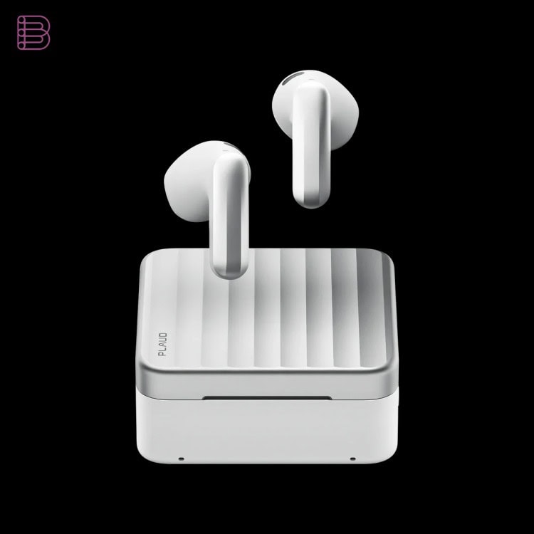 Plaud One AI earbuds with their charging case