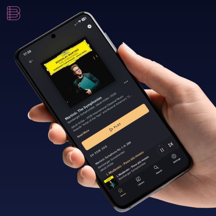 Presto Music shown in the Bowers & Wilkins Music App on a smartphone