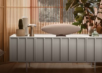Bowers & Wilkins Zeppelin Pro Edition wireless speaker on a sideboard