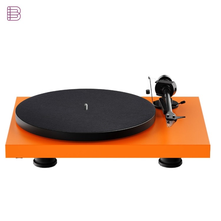 Pro-Ject Signal Orange Debut EVO 2 turntable, angled view