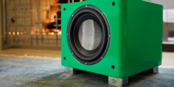 REL T/9x SE powered subwoofer in a living room