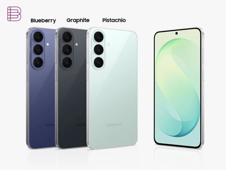 Samsung Galaxy S26 FE in Blueberry, Graphite and Pistachio