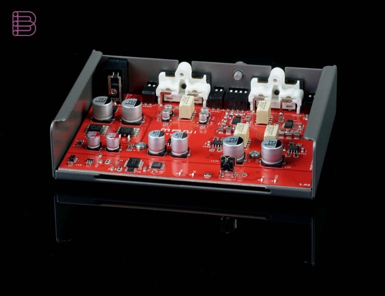 Schiit Mani 3 phono preamp open chassis showing internal circuit board