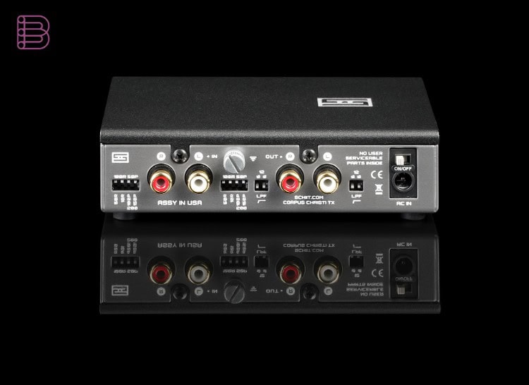 Schiit Mani 3 phono preamp rear panel with MM and MC inputs
