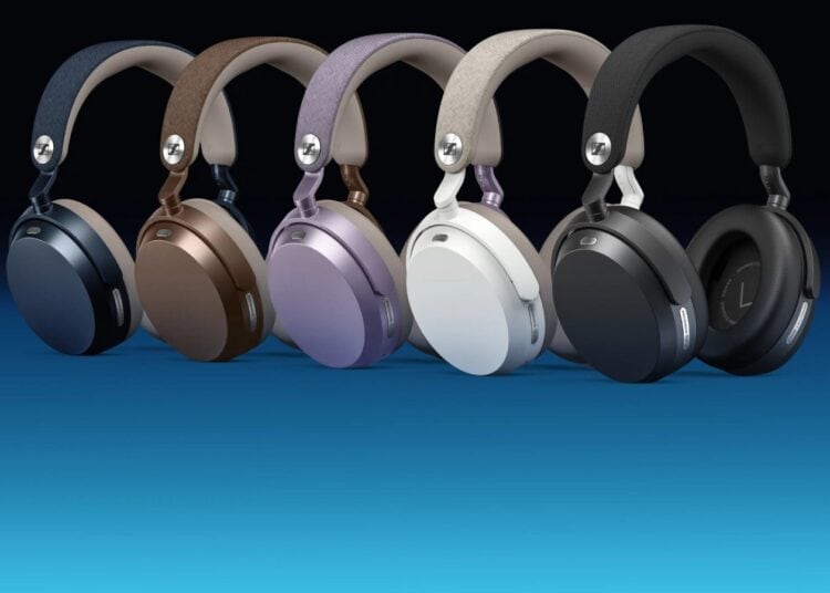 Lineup of Sennheiser MOMENTUM 5 Wireless headphones in multiple colour finishes including the new Lavender hue