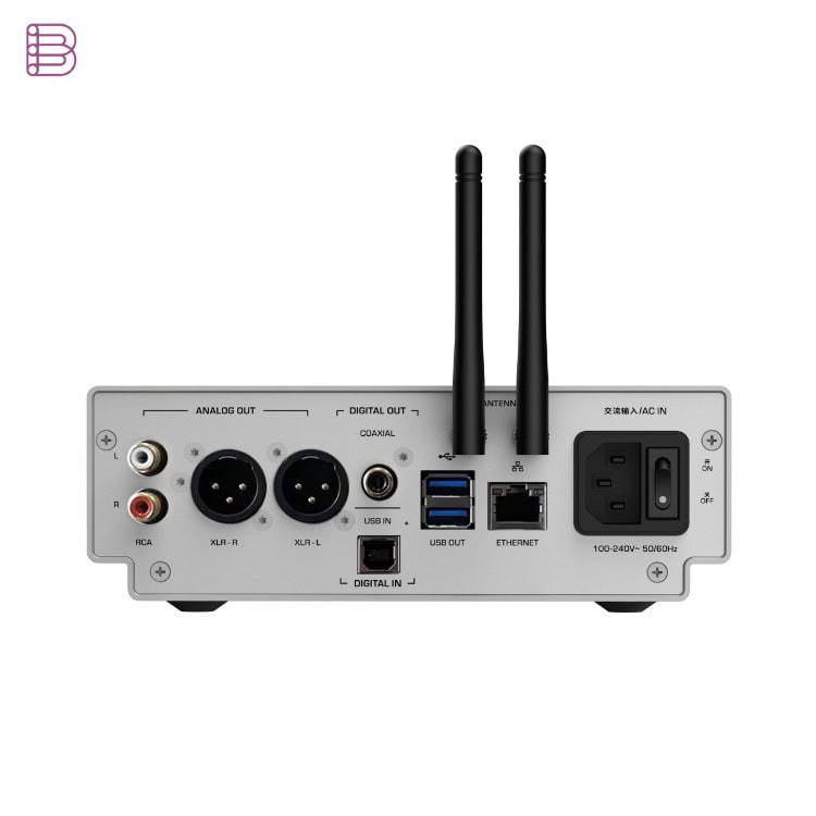 Shanling SM50 rear panel with RCA, XLR, coaxial, USB and Ethernet connections