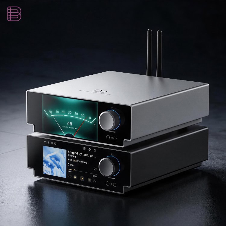 Two Shanling SM50 Hi-Fi music streamers stacked