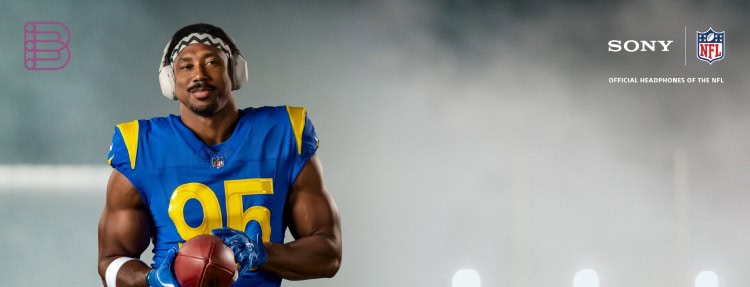 Five Sony NFL WH-1000XM6 headphones in different NFL team colorways