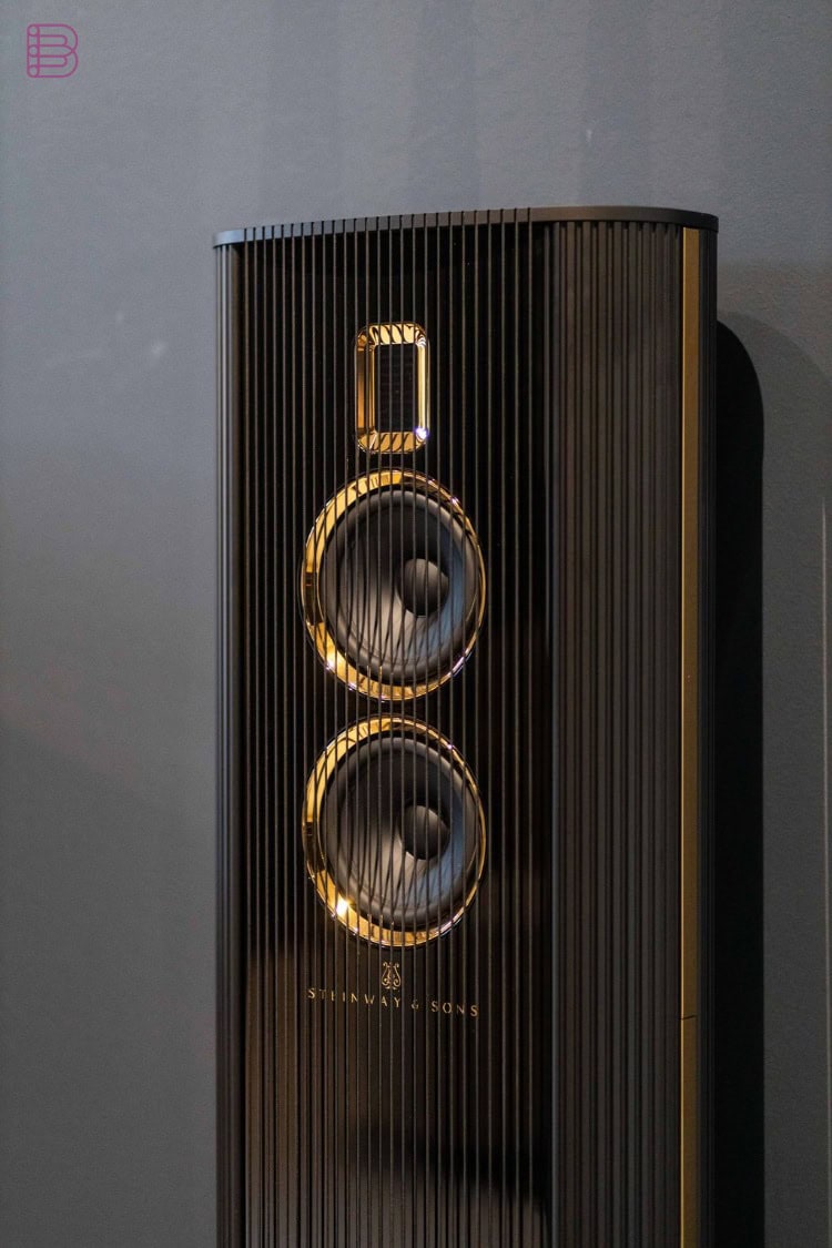 Steinway Lyngdorf Model O loudspeaker with Air Motion Transformer tweeter and gold-coated midrange drivers