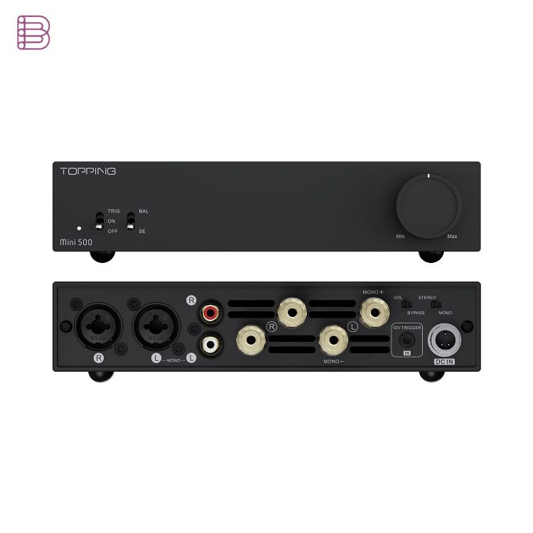 Topping Mini 500 power amplifier front and rear panel detail