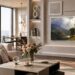 Toshiba REGZA ArtVision G700S art TV displaying artwork on a living room wall