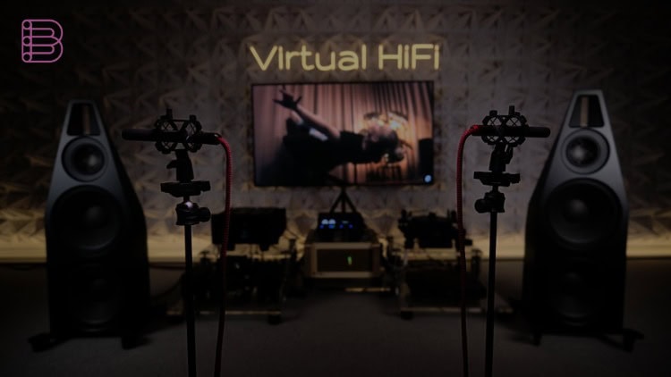 Virtual HiFi Supernova open-baffle loudspeakers in a studio setting