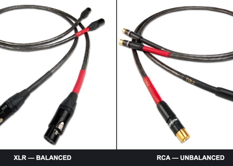 Balanced vs unbalanced: XLR connectors next to RCA connectors on the same Nordost Tyr 2 interconnect cable