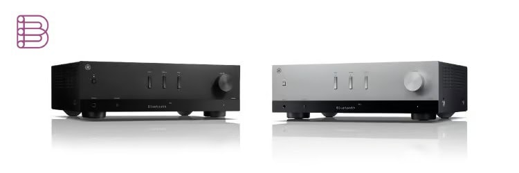 Yamaha R200A stereo receiver shown in black and silver finishes