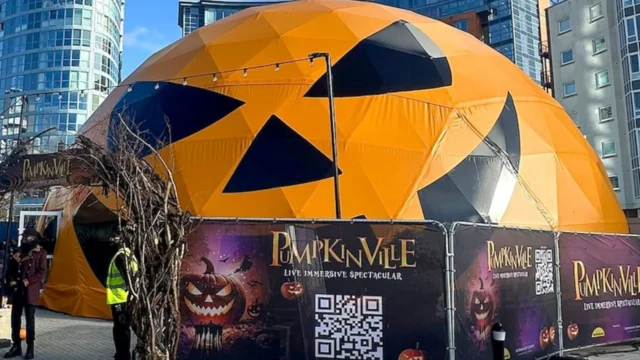 Pumpkinville now, Christmasville next: Panasonic and Holovis turn a dome at Gunwharf Quays into a year-round immersive show. Link in bio. #Panasonic #Holovis #Pumpkinville #Christmasville #ImmersiveExperience #Portsmouth #LaserProjection #Dome #GunwharfQuays #TechNews