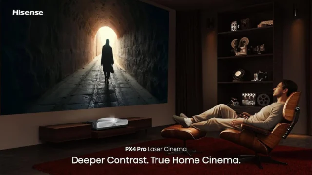 Up to 200 inches of TriChroma laser cinema — Hisense's new PX4 Pro brings 3,500 lumens, 118% BT.2020 colour and FreeSync Premium gaming to your living room. Link in bio for the full story. #Hisense #PX4Pro #LaserTV #LaserCinema #HomeTheater #Projector #HomeCinema #HiFi #TechNews #BestOfHighEnd